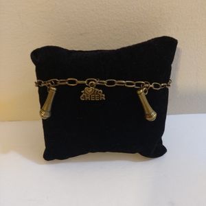 NEW Artisan Antique Bronze Cheer Charm Bracelet  6"- 7.5.